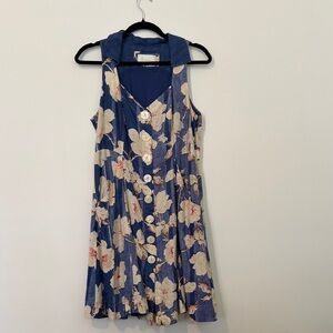 Floral Blue Sleeveless Dress